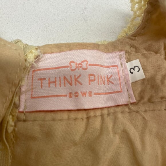 Think Pink Bows Ivory Tulle Dress, Cap Sleeves, Crochet Square Neckline,‎ 3T - Picture 4 of 5